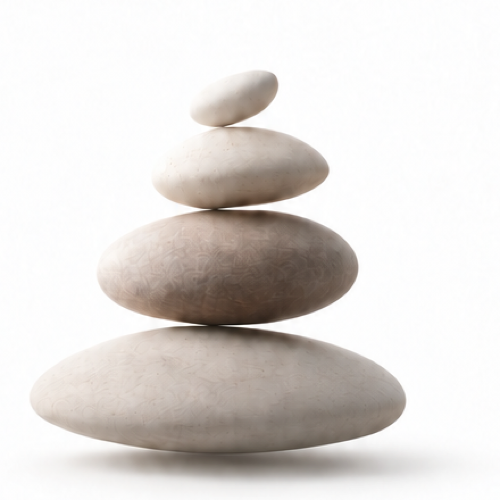 Four balanced natural stones